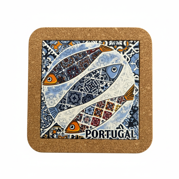 Portuguese Tile with Cork Trivet for Hot Pans or Decoration