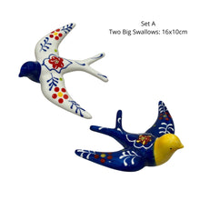 Set of 2 Portuguese Ceramic Swallows – Handmade in Portugal with Tile Pattern