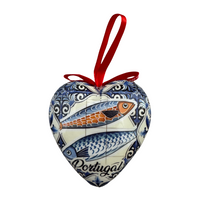Christmas Tree Ball with Portuguese Tile Pattern, Portuguese Sardines, Barcelos Rooster and Portuguese Guitar