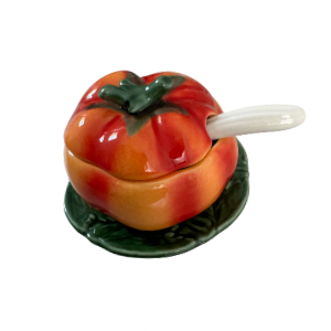 Tomato Sugar or Jam Pot - Bordallo Pinheiro Inspired Portuguese Ceramic - Gift from Portugal