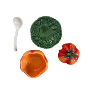 Tomato Sugar or Jam Pot - Bordallo Pinheiro Inspired Portuguese Ceramic - Gift from Portugal