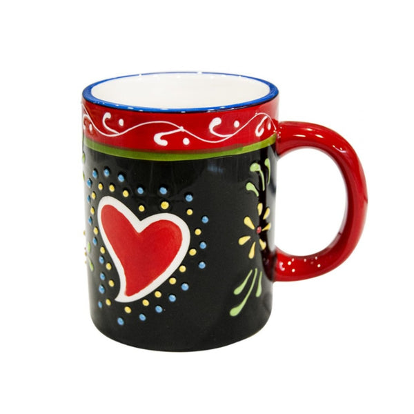 Portuguese Heart Ceramic Mug with Raised Painted Design – Traditional Gift