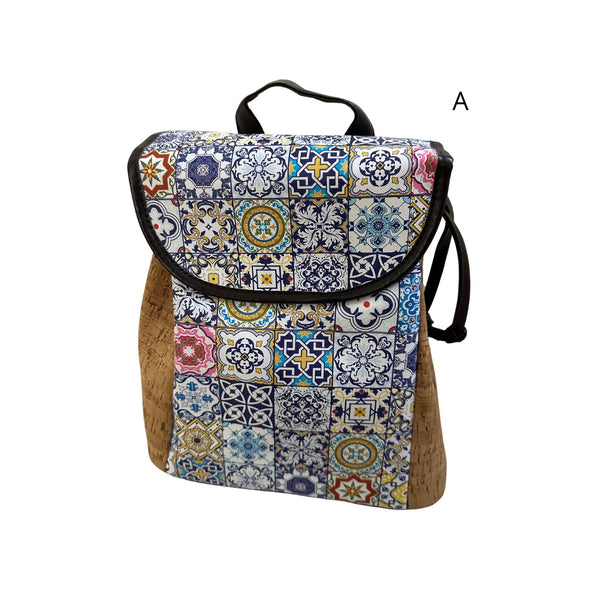 Cork Backpack with Traditional Portuguese Tile Pattern - Stylish Gift for Portugal Lovers