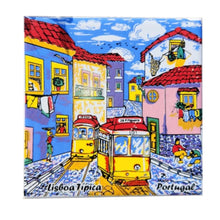Portuguese Tile with Monuments, Lisbon Streets, and Tram – Traditional Portuguese Art Wall Decoration