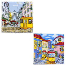 Portuguese Tile with Monuments, Lisbon Streets, and Tram – Traditional Portuguese Art Wall Decoration