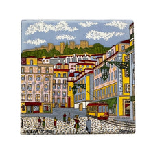 Portuguese Tile with Monuments, Lisbon Streets, and Tram – Traditional Portuguese Art Wall Decoration