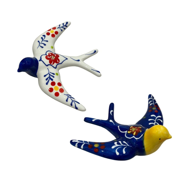 Set of 2 Portuguese Ceramic Swallows – Handmade in Portugal with Tile Pattern